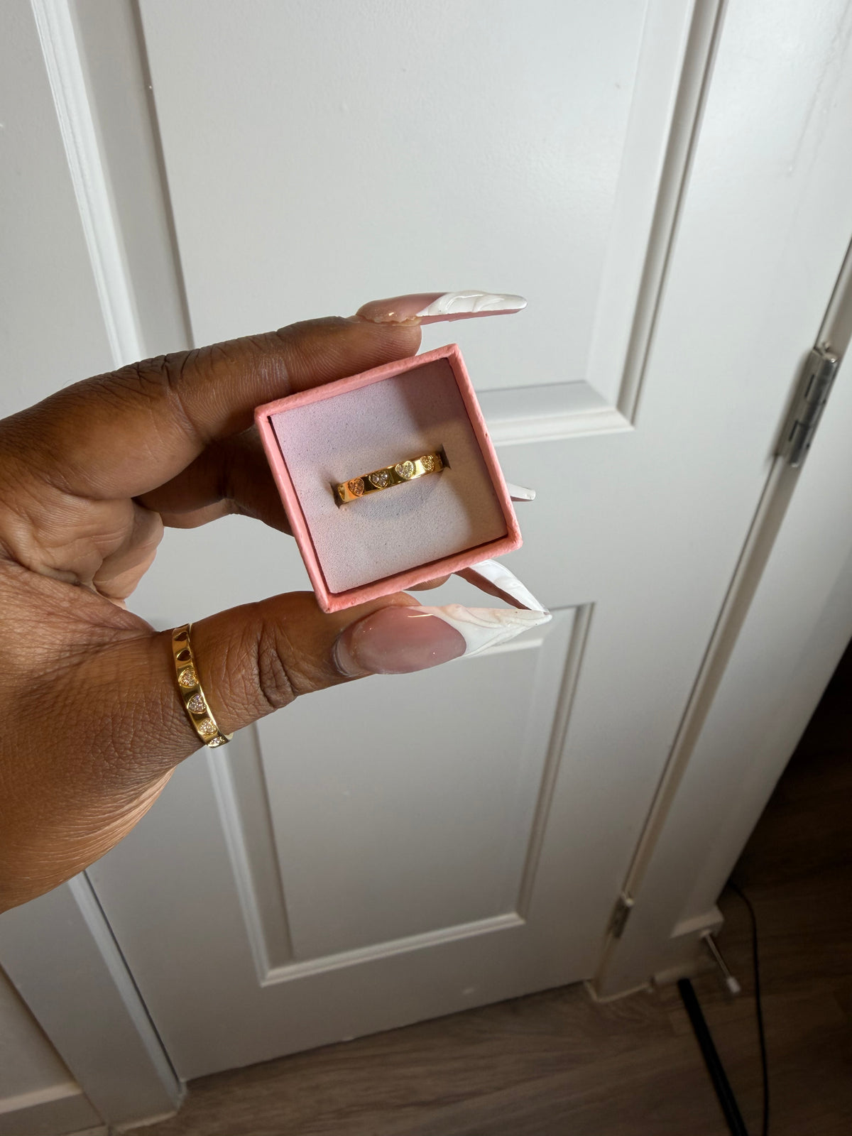 Gold Adjustable heart ring