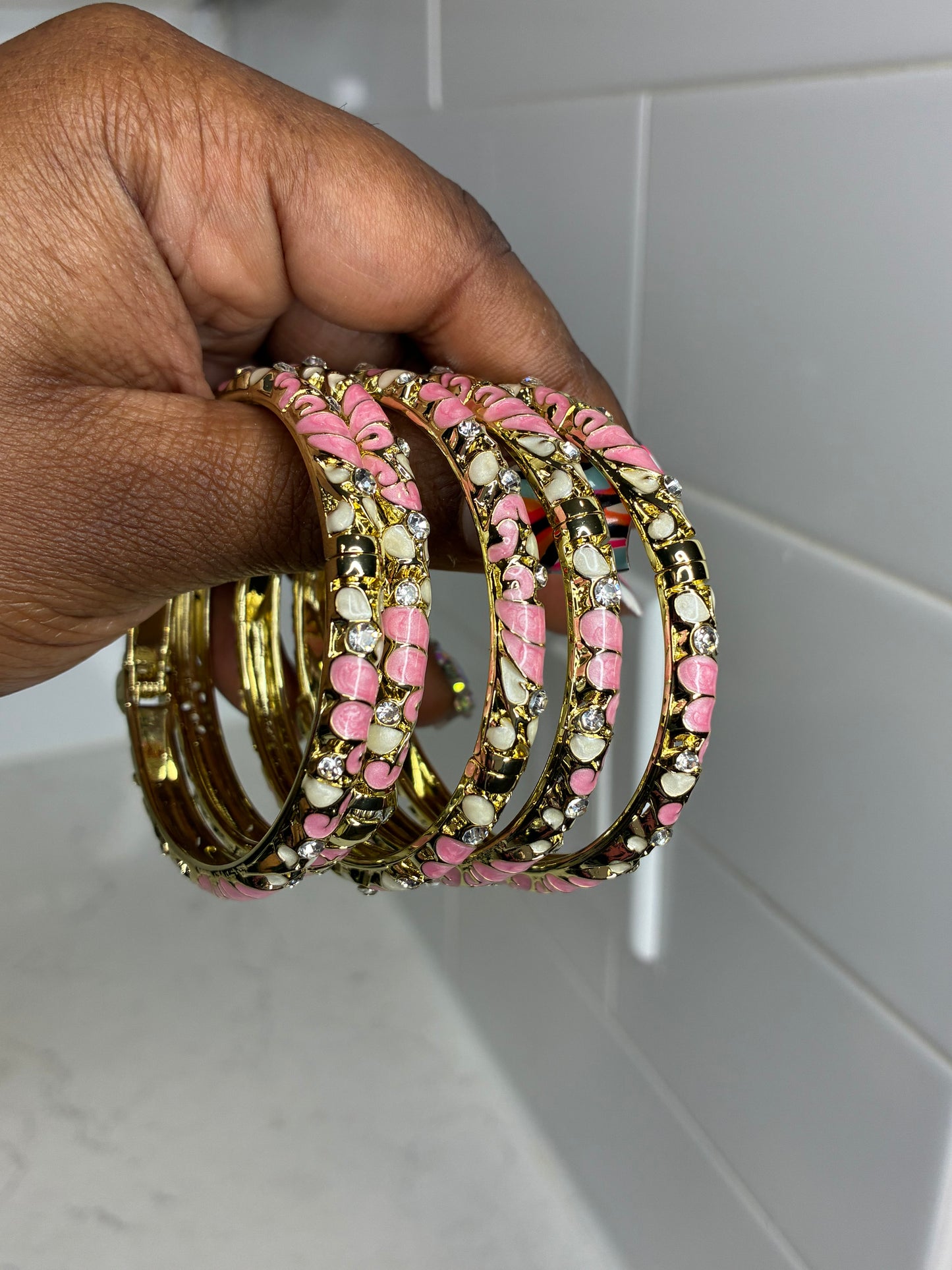 Soft Pink Flower Bangle